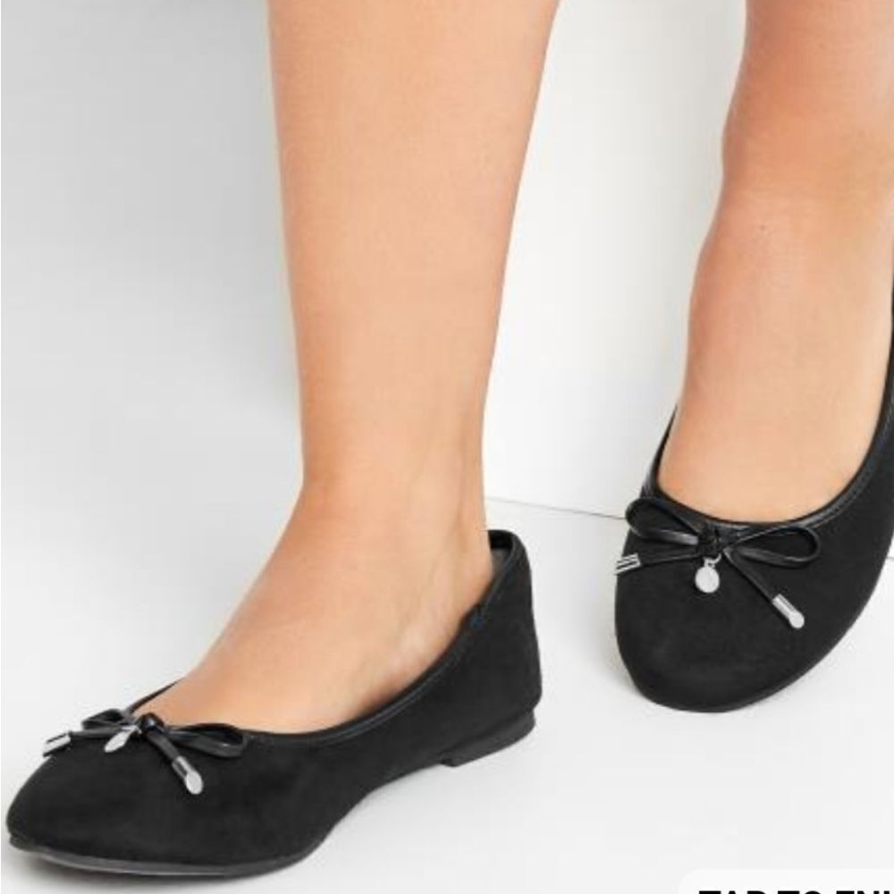 BRAND NEW H&M FAUX-SUEDE BOWKNOT BALLERINA SLIP-ON WOMEN"S FLAT SHOE